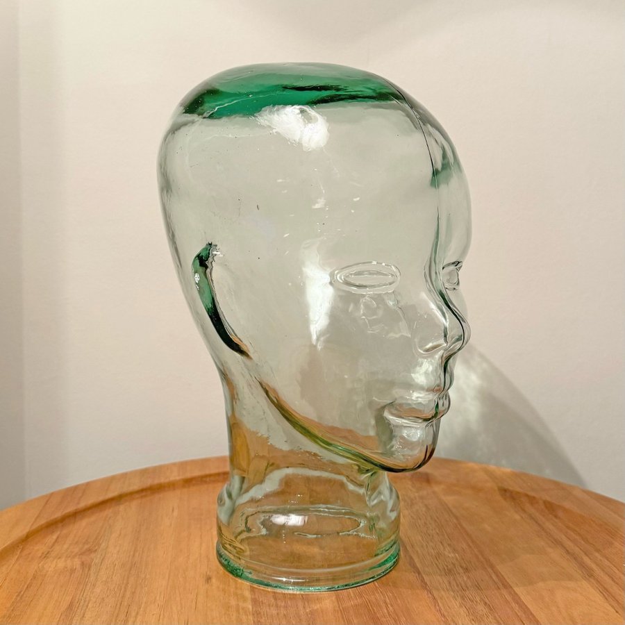 Skulptur, glas, i form av ansikte, Midcentury Modern, Empoli Italy, 1960-tal.