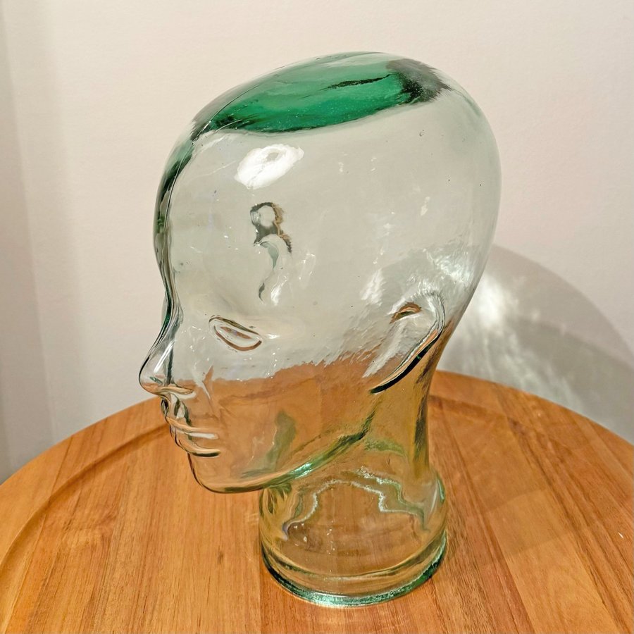 Skulptur, glas, i form av ansikte, Midcentury Modern, Empoli Italy, 1960-tal.