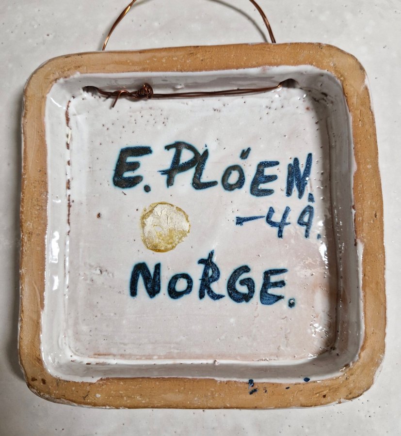 Erik Plöen, fat, väggrelief, keramik, signerad, 1949, Norway