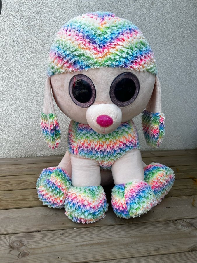 Stor Beanie Boo Rainbow Hund XXL