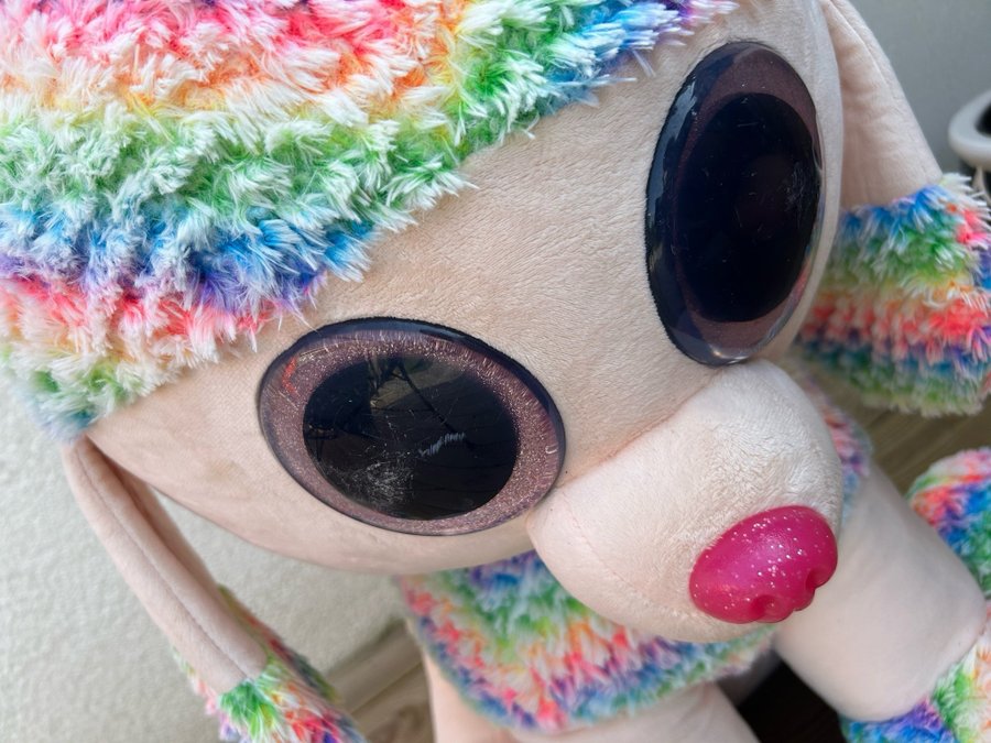 Stor Beanie Boo Rainbow Hund XXL