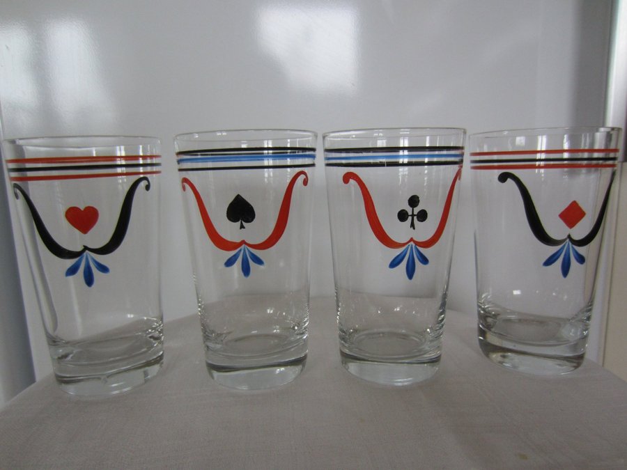 4 st. Handmålade Grogg/Öl glas