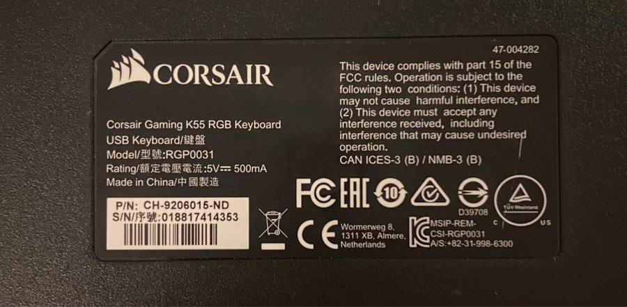 Corsair Gaming K55 RGB Tangentbord