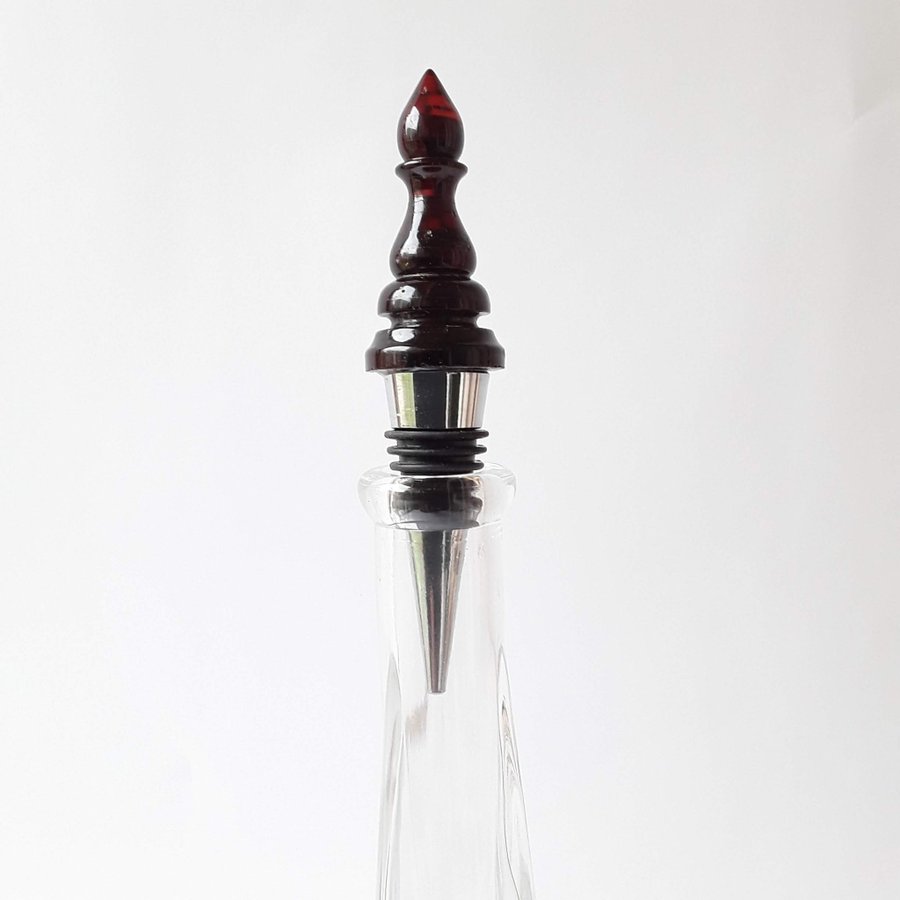 Bishop chess piece All bottle stopper with Baltic amber Metal decorative cork