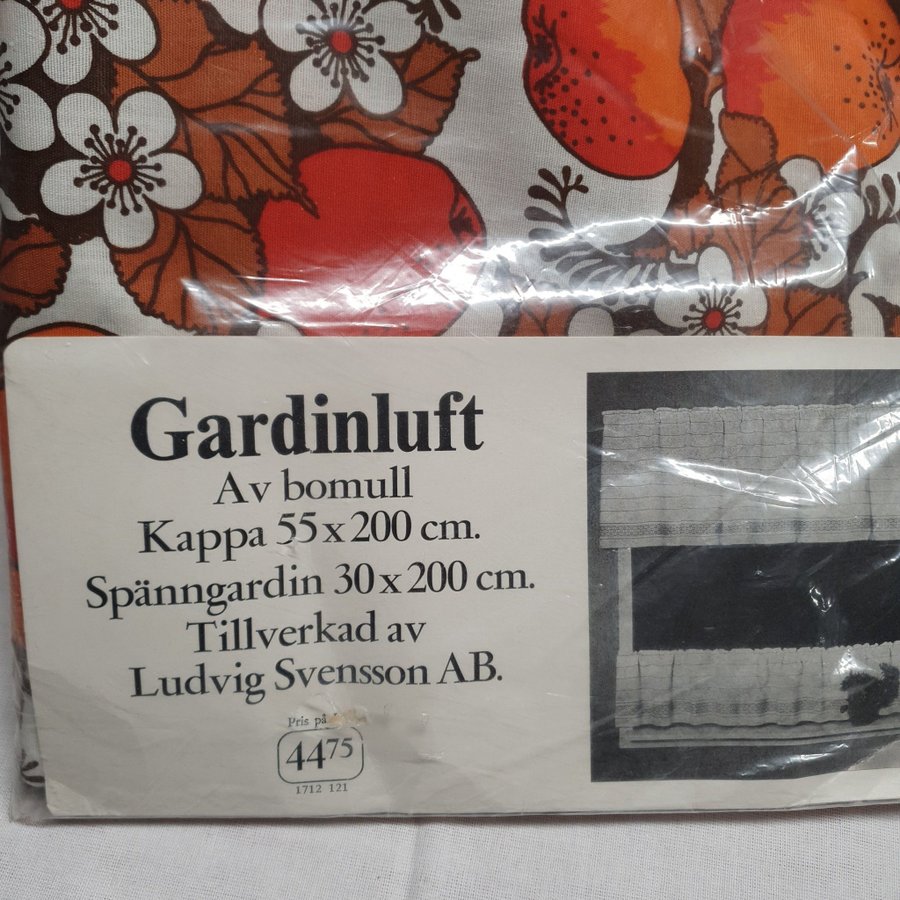 Gardiner Gardinluft med äpplen retro oanvänd i orginalförpackning