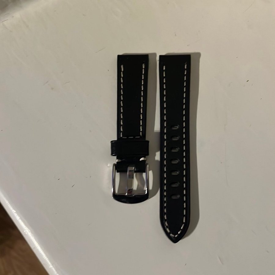 Svart läderarmband till klocka