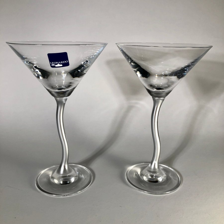 2 Leonardo Cocktailglas, matt silver fot med twist. Martiniglas dessertglas Nyår