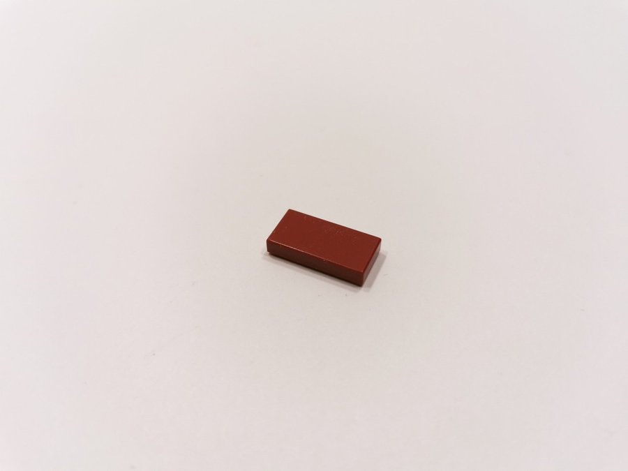 Lego - tile - slät - bas - 1x2 - part 3069 - vinröd (dark red)