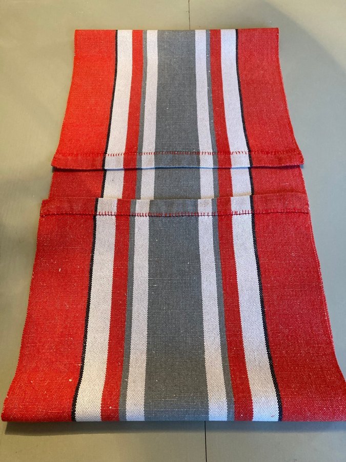 **JÄTTEFIN**…julduk...HANDVÄVD/VÄVD…RÖD/GRÅ/VIT...löpare retro julsaker textil