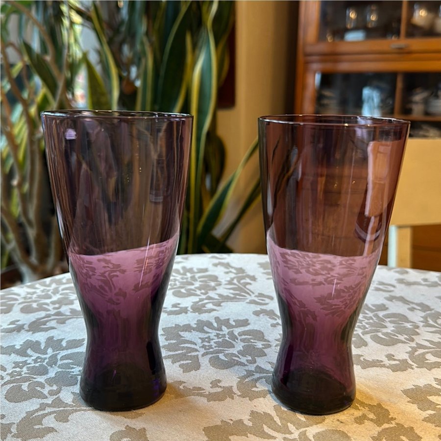 2 st highball glas violett glasmassa Gunnar Ander, Lindshammar