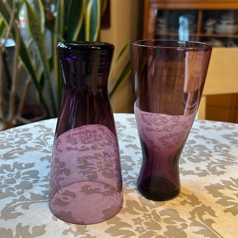 2 st highball glas violett glasmassa Gunnar Ander, Lindshammar