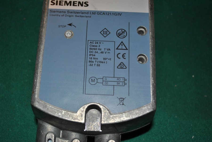 Siemens GCA121.1G/IV Spjällmotor med fjäderåtergång 24 Volt begagnad.