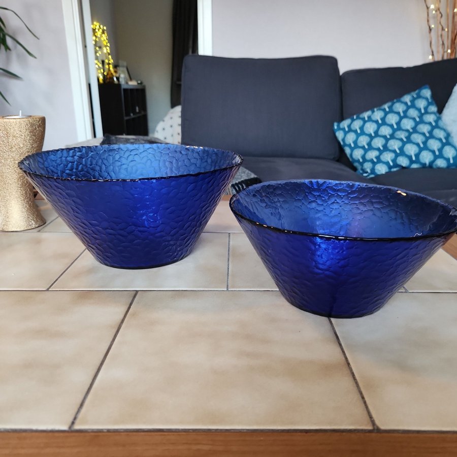 Arcoroc cobolt blue 2 st glasskålar