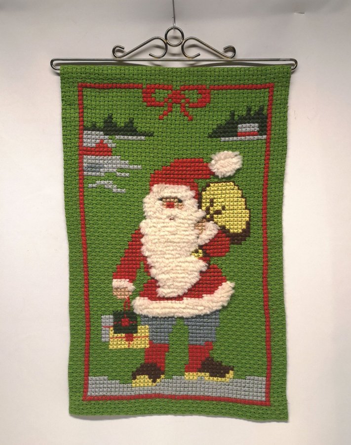 Broderad väggbonad, vintage/retro/advent/jul.