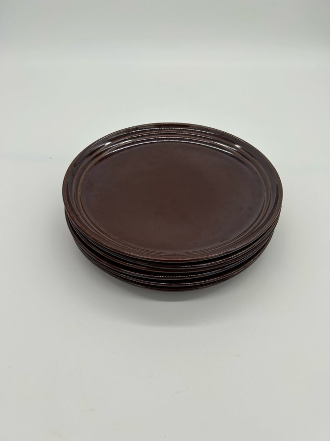 small Gustavsberg RUSTIK PLATE SET 6 pieces in chocolate color