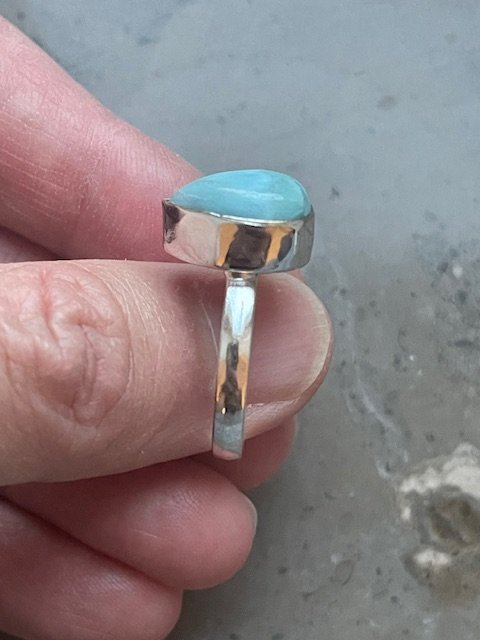 Silver ring med Larimar Stl ca 19 Ädelsten. Helt Ny