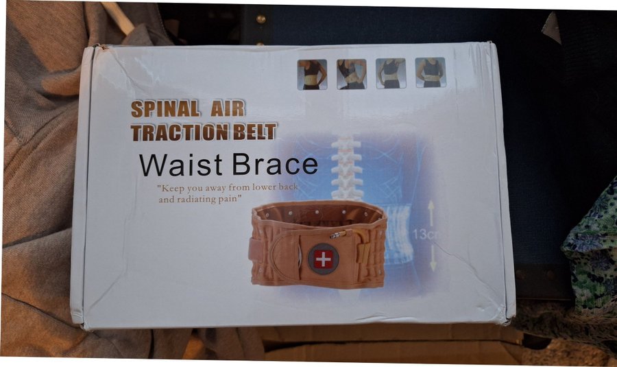 Waist brace spinal air traction belt. Ryggstöd bälte med lufttryck