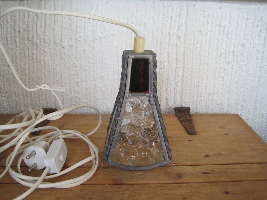 Vintage Fönsterlampa Taklampa Blyinfattat Glas