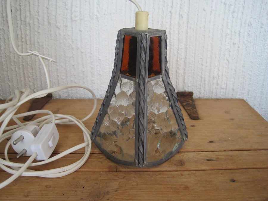 Vintage Fönsterlampa Taklampa Blyinfattat Glas