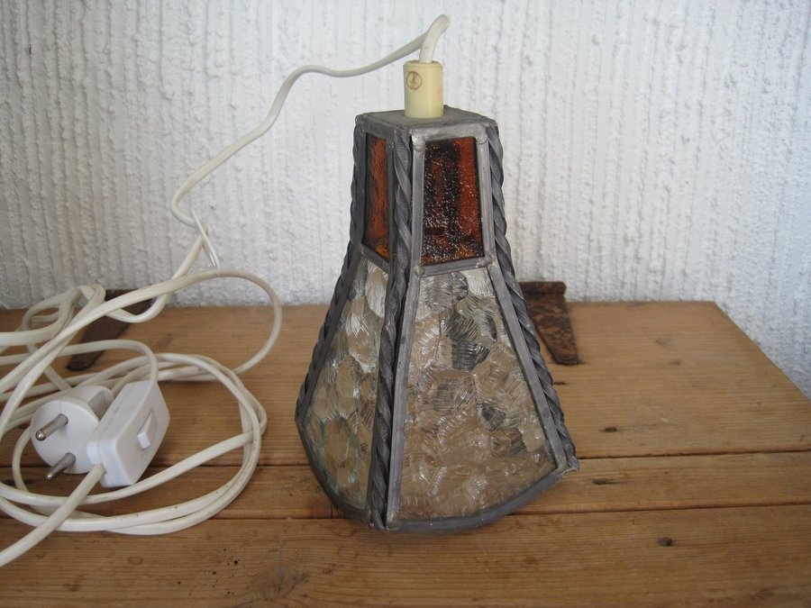 Vintage Fönsterlampa Taklampa Blyinfattat Glas