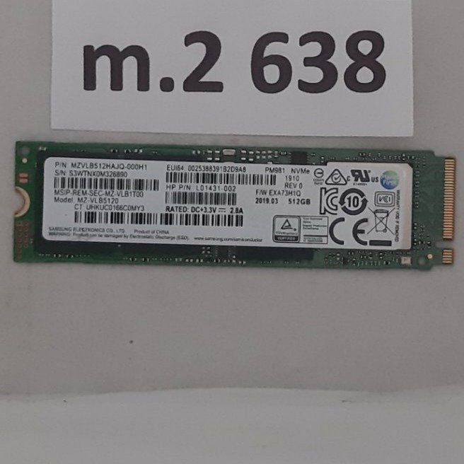 SSD m2  512GB  NVMe  märke: Samsung  formfaktor 2280