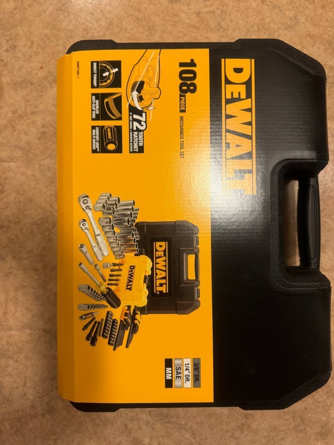 DEWALT 108-dels mekanikerverktygssats