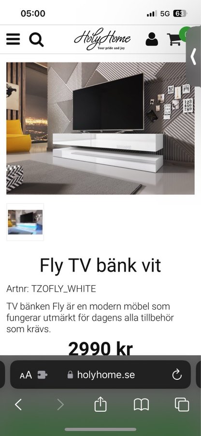 TV-bänk Fly vit