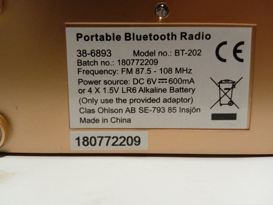 portabel bluetooth radio (BT-202)