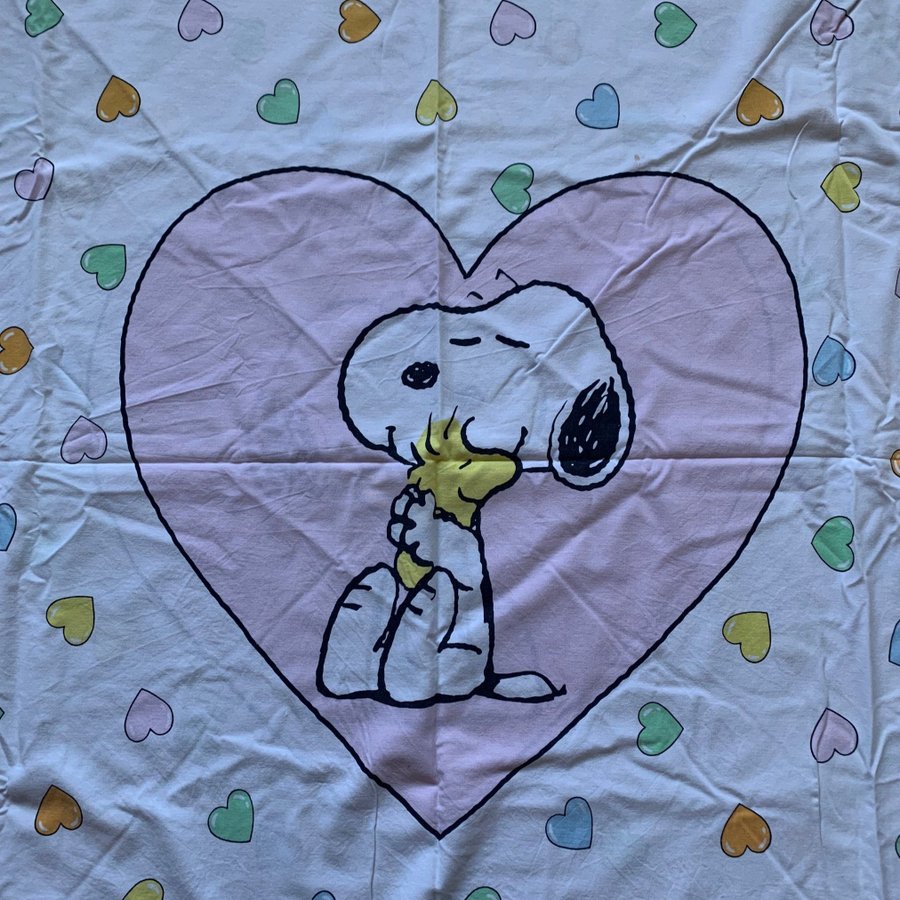 Snoopy snobben och Woodstock retro påslakan enkelsäng hjärtan mjuk och skön