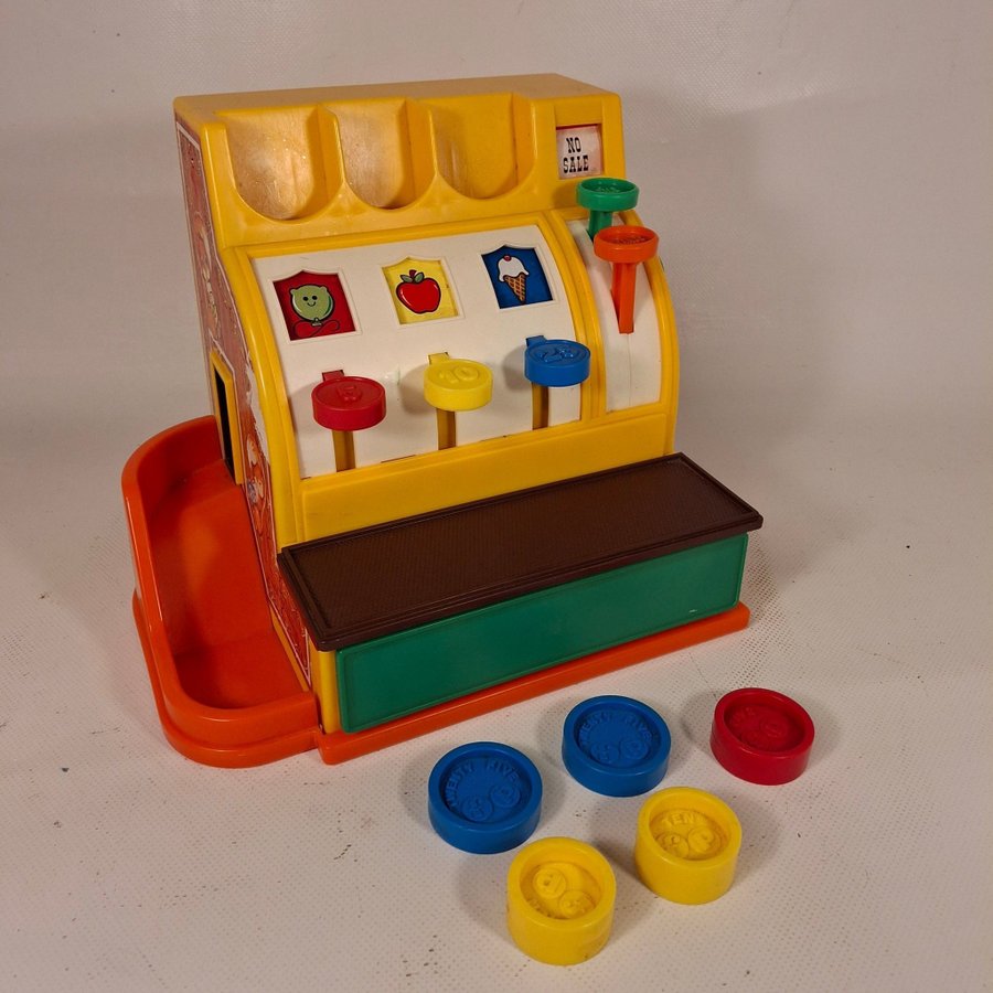 Fisher Price kassaapparat vintage 1974 leksak