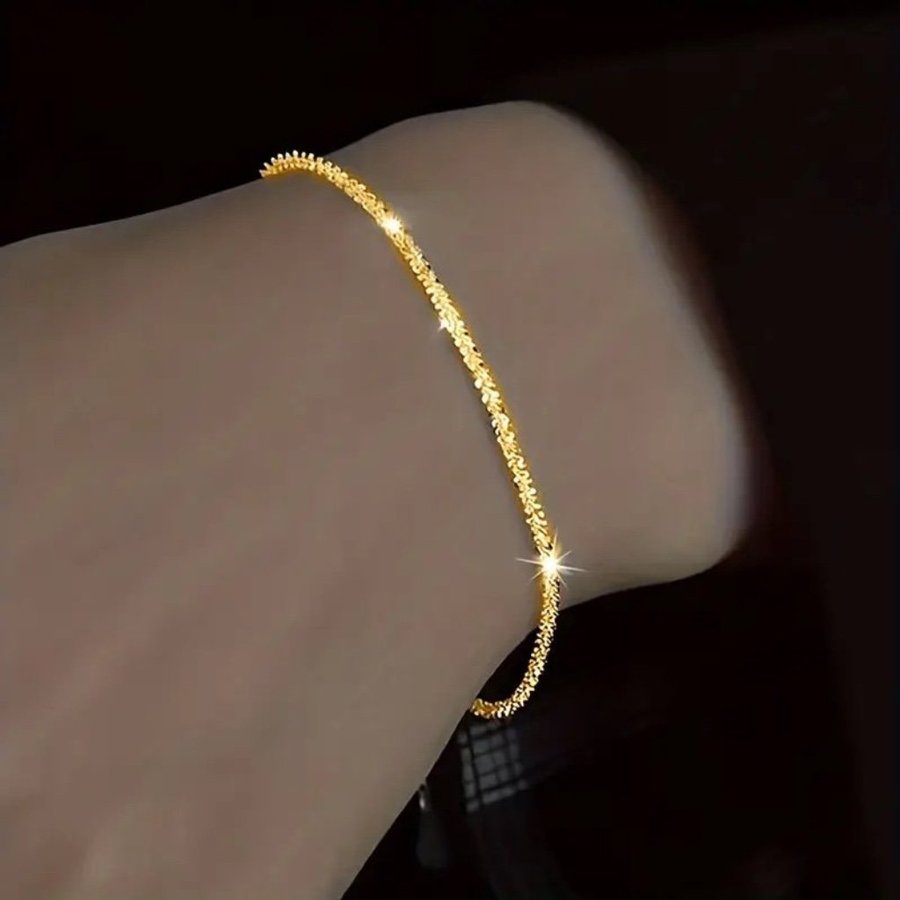 Lyxig Minimalistisk Glittrande Guld Armband 18K Guldpläterad