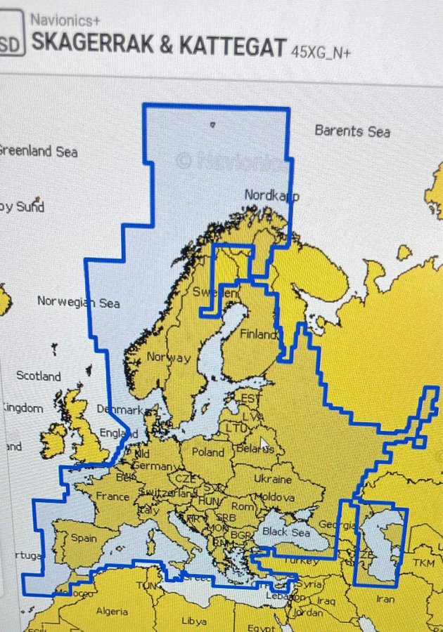 Navionics Hela Europa Skagerrak  Kattegat 45XG_N+ 2020 Version