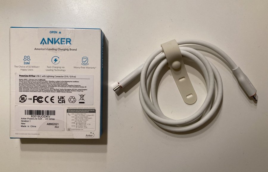 Anker (Apple) Powerline III Flow Lightning Connector with USB-C - Längd: 0,9 m