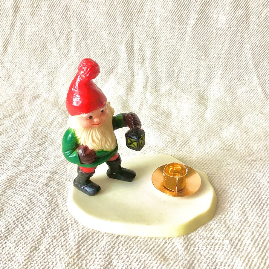 Söt Retro TOMTE-LJUSSTAKE Tomte Karen Kjaersgaard Vintage 1960-tal.