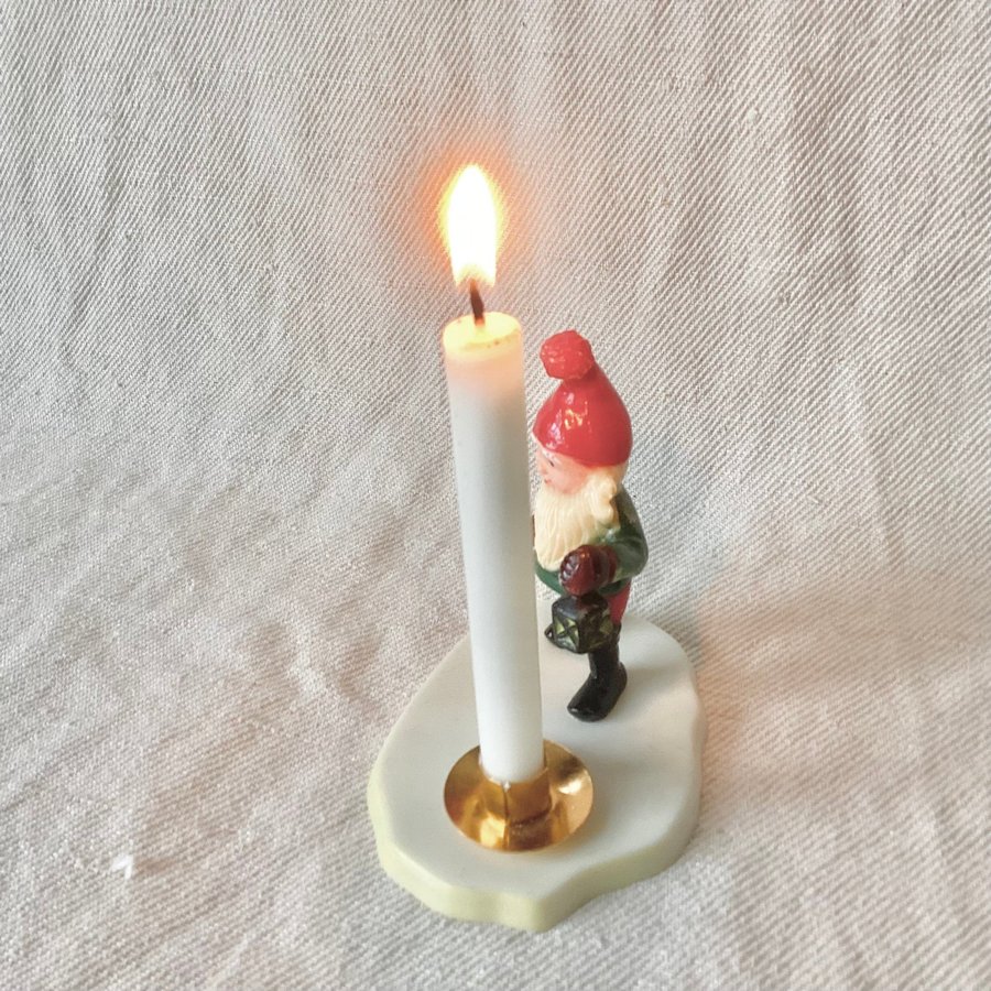 Söt Retro TOMTE-LJUSSTAKE Tomte Karen Kjaersgaard Vintage 1960-tal.