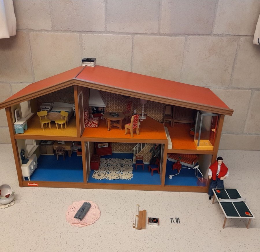 Lundby dockhus med tillbehör 60/70 talet vintage