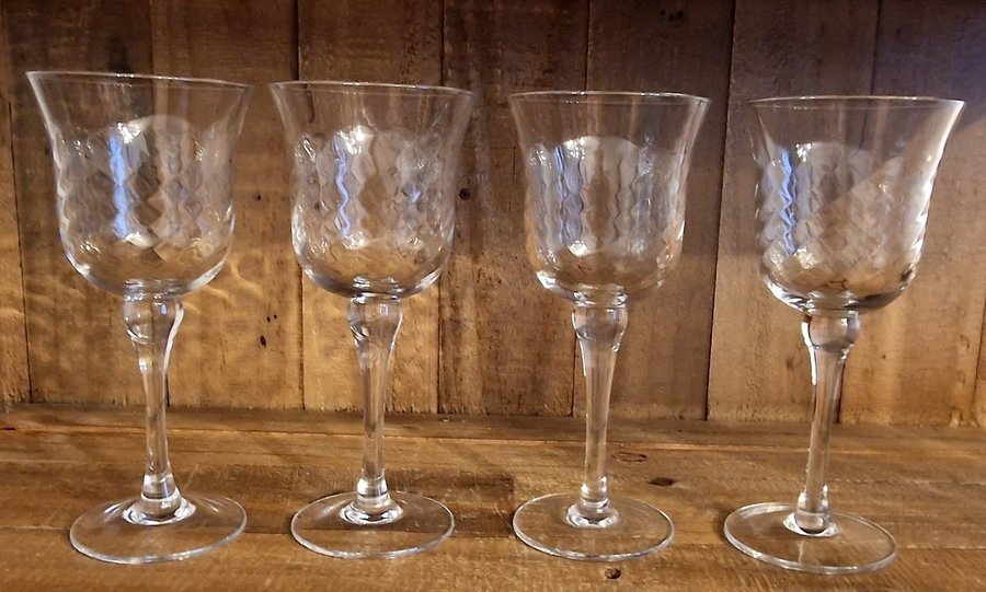 4 st Optic Swirl stora rödvinsglas röd vin glas vinglas i vintage modell