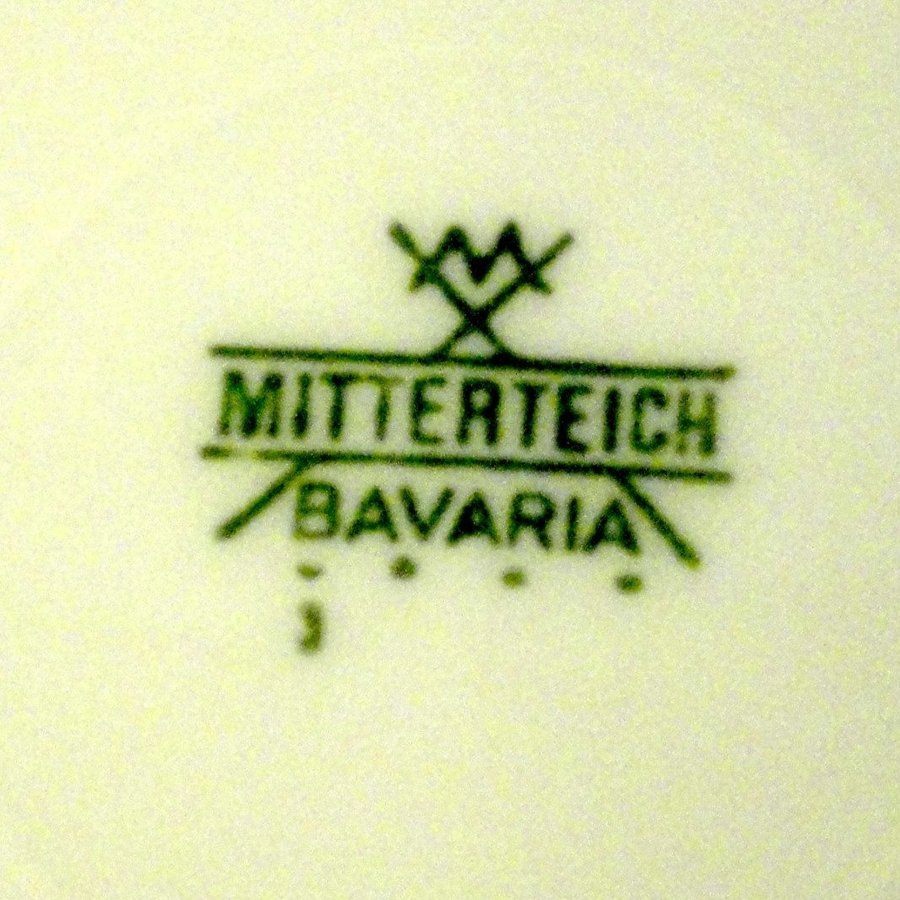 6 st kaffekoppar  5 fat med 6 assietter med violer Märkt Mitterteich Bavaria