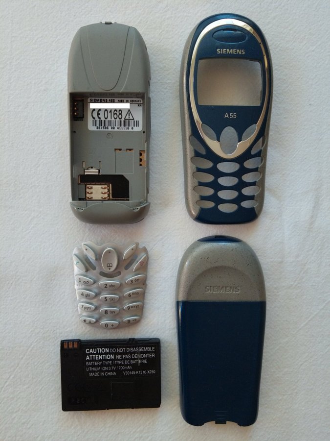 Siemens A55 i originalkartong laddare tillbehör handsfree manualer dumb phone