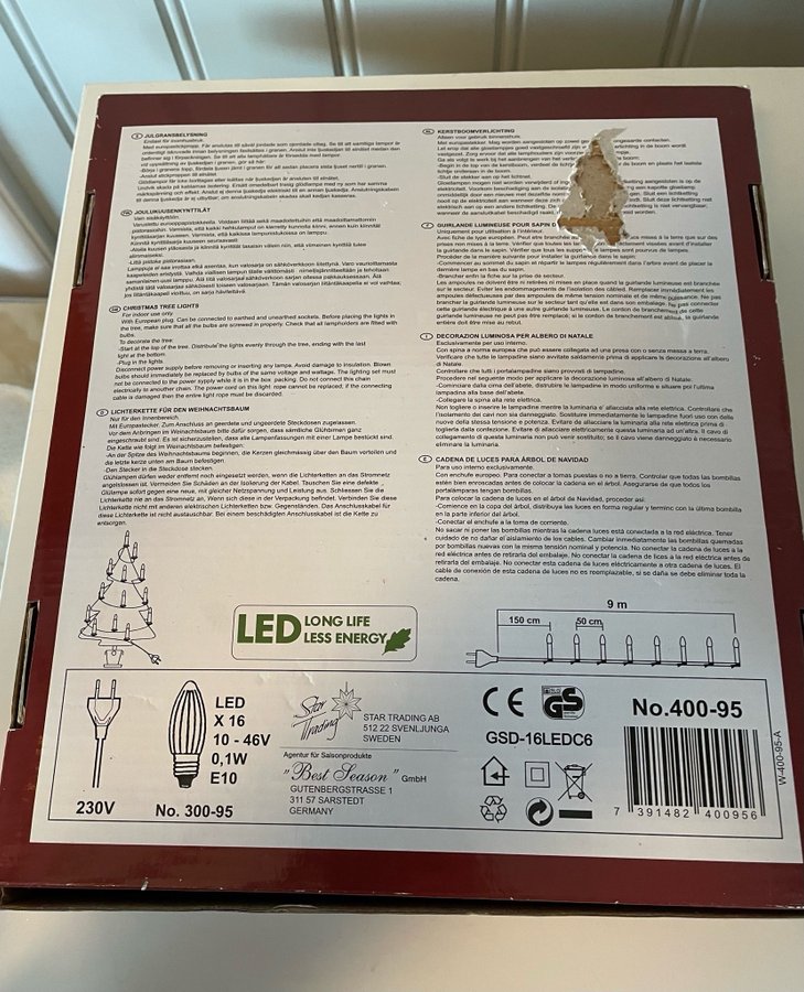 16 LED-ljus med sladd för julgranen julgransbelysning