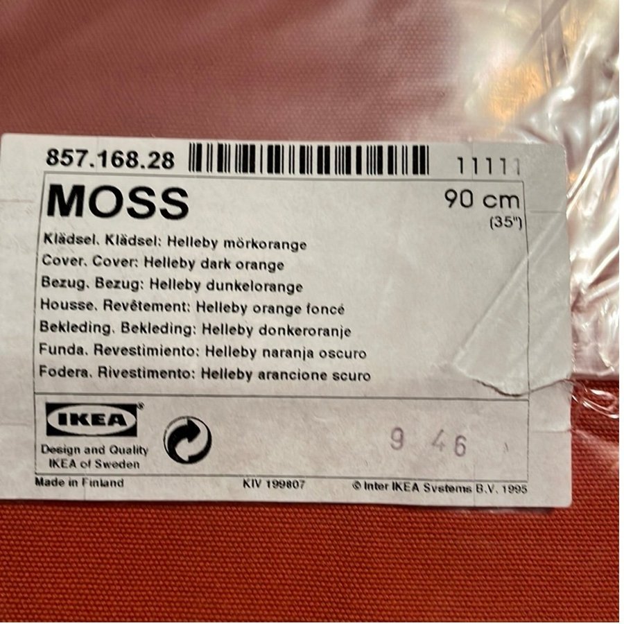 TYG! Ikea MOSS Klädsel/Överdrag från 1995, 4 bitar, mörkorange. NYTT!