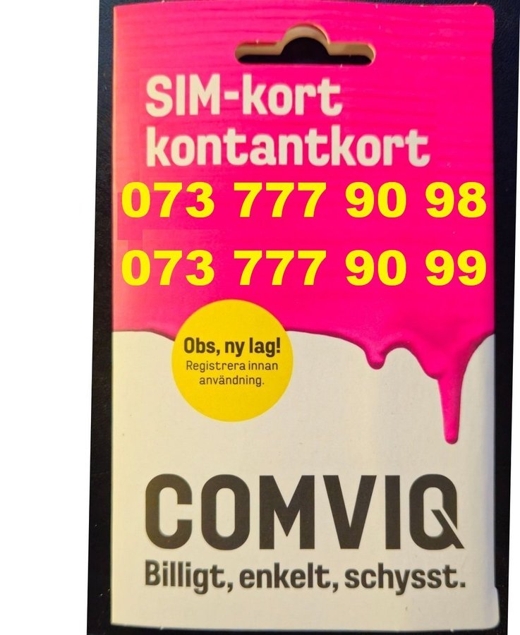 2 st nr 073 777 90 98 och 073 777 90 99 i nummerföljd Guldnummer Comviq