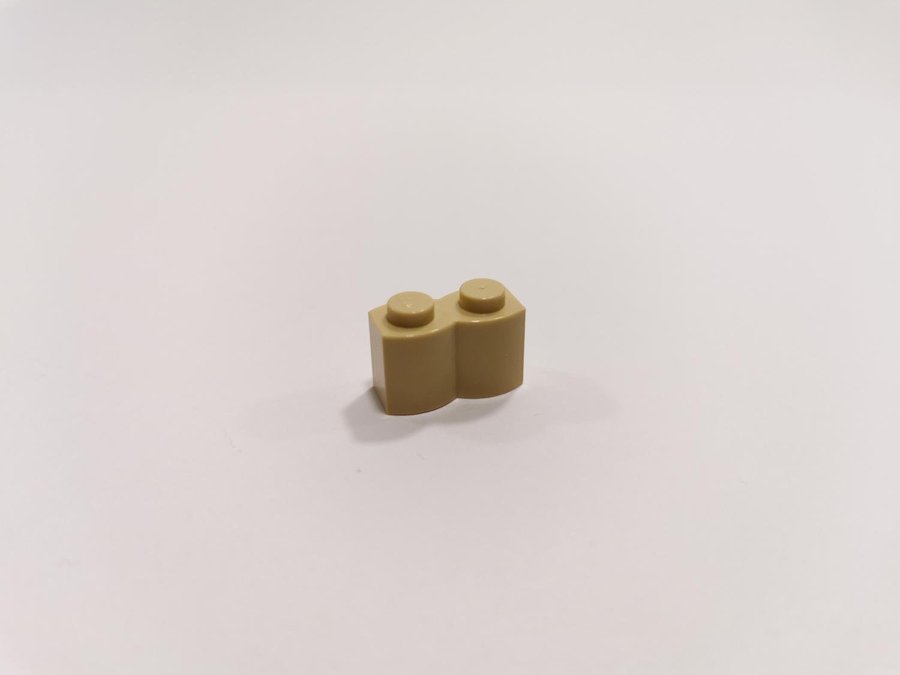 Lego - brick - modifierad - välvd - 1x2 - part 30136 - ljusbiege (tan)