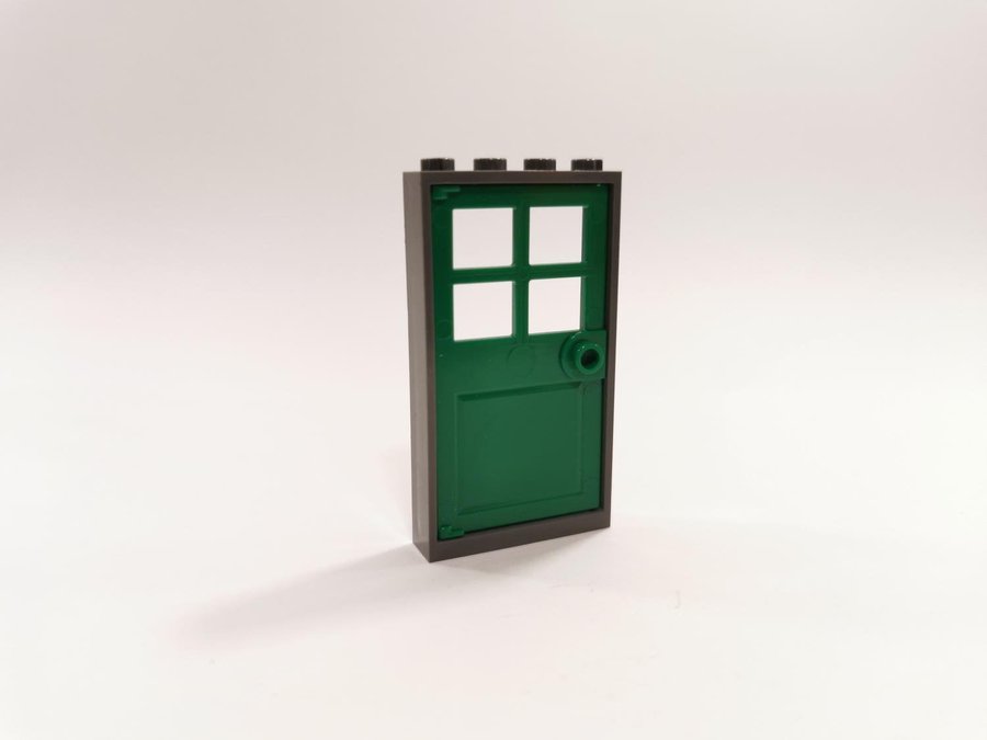 Lego - dörr - karm - 1x4x6 - mörkgrå / grön