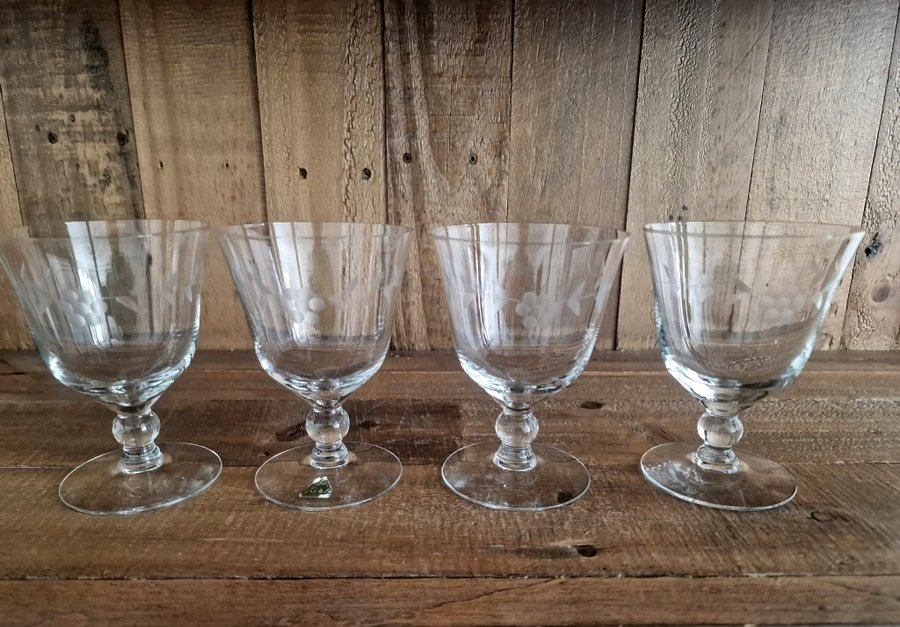 4 st Vintage glas retro vinglas h 12 cm