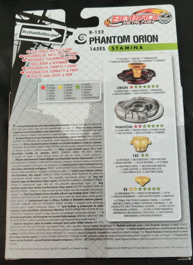 Helt Ny BEYBLADE Metal Fury - Phantom Orion B-152 Inplastad