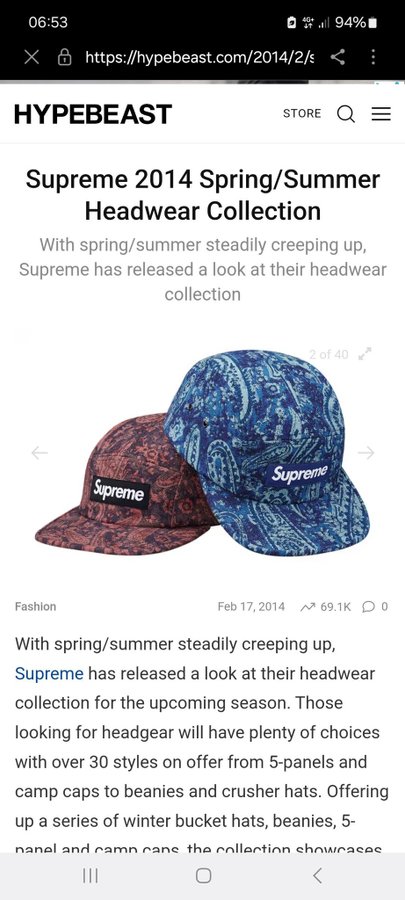 Supreme Libery Arts Fabric keps