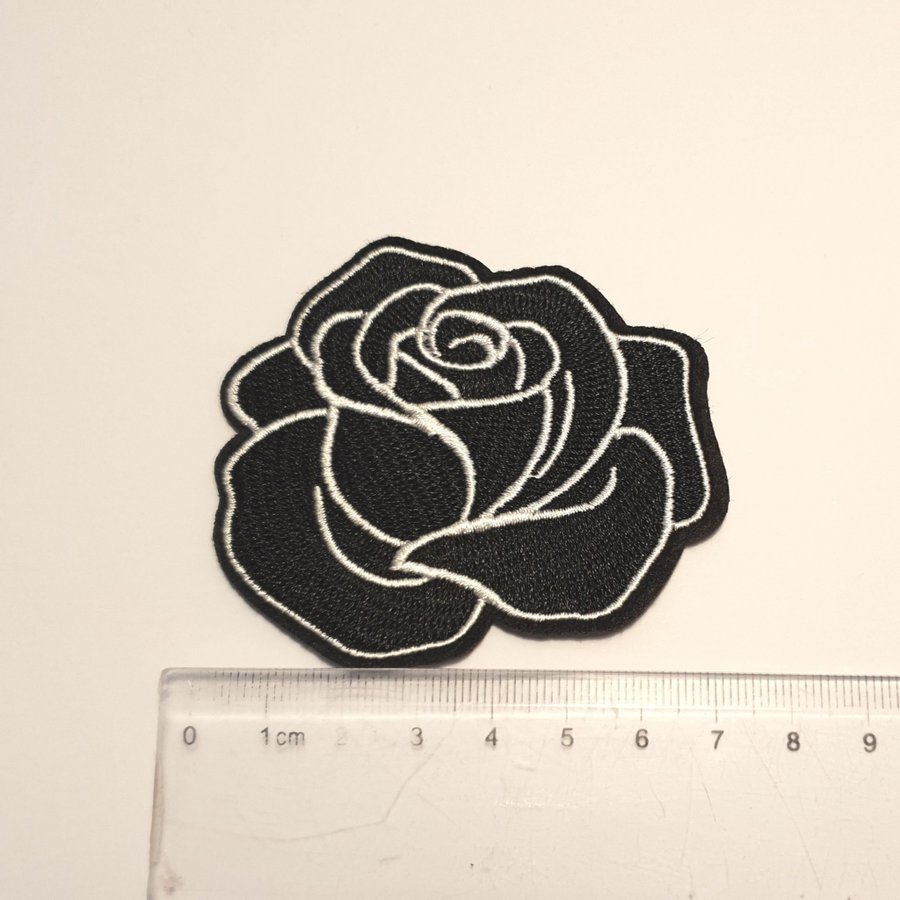 Svart ros | Blomma | patch | tygmärke