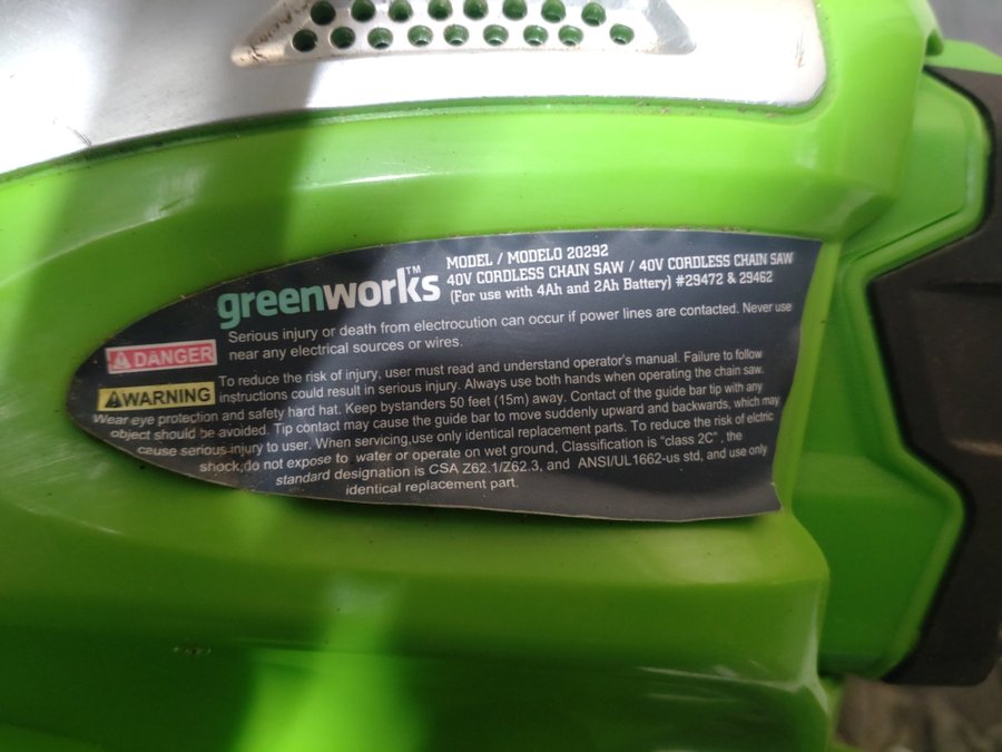 Greenworks 40V Sladdlös Kedjesåg 20292