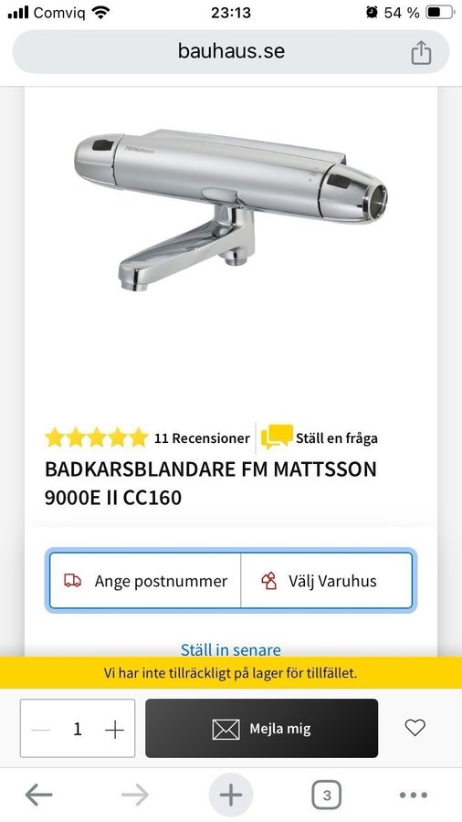 Badkarsblandare FM Mattsson 9000E II CC160